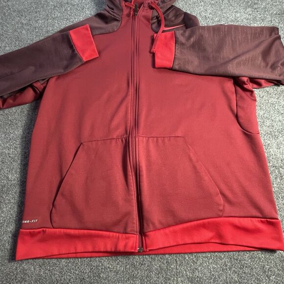 Nike Therma-Fit Hoodie XL Red Maroon Colorblock Sweatshirt Jacket Men’s Training - Picture 5 of 14